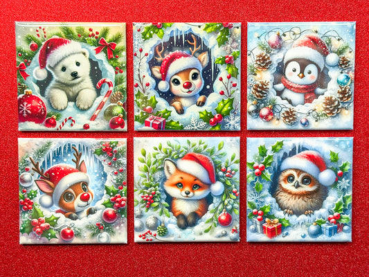 Winter Holiday Animal Magnets
