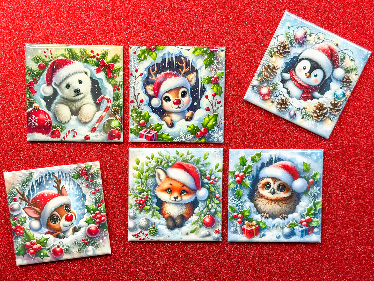 Winter Holiday Animal Magnets