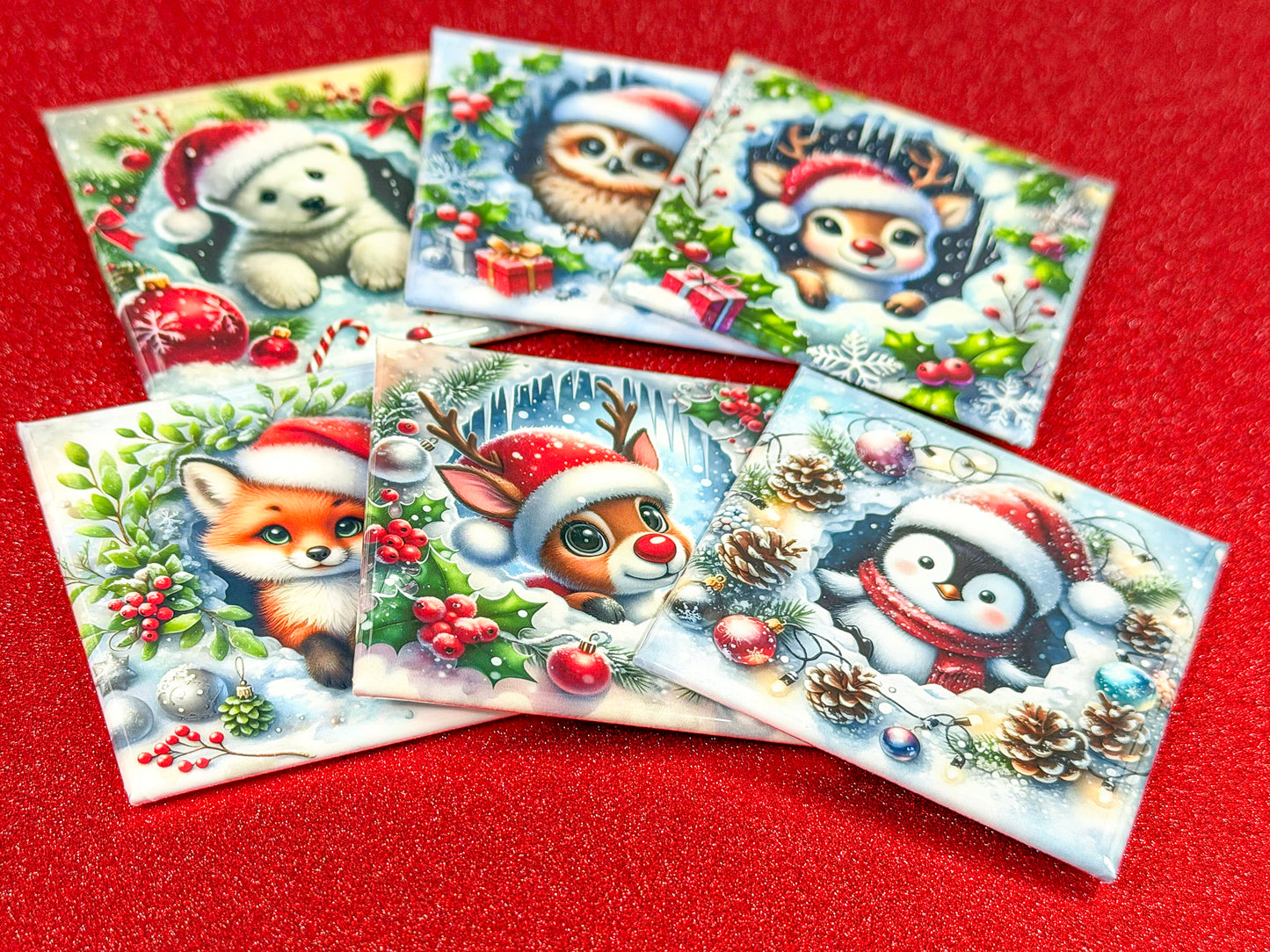 Winter Holiday Animal Magnets